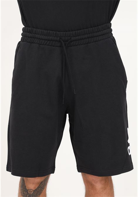 Essentials black sports men's shorts with large logo print ADIDAS PERFORMANCE | IC9401.